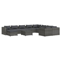 Set Divani da Giardino 11 pz con Cuscini in Polyrattan Grigio cod mxl 43821