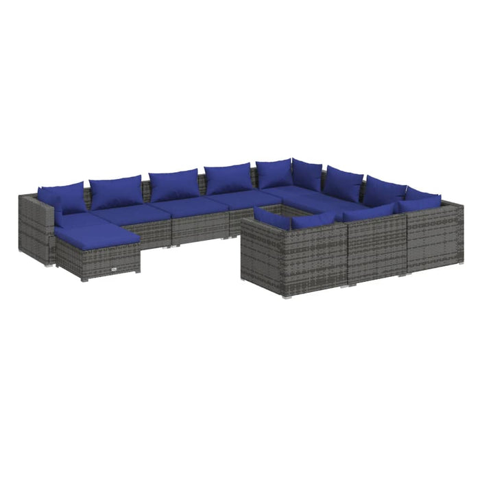 Set Divani da Giardino 11 pz con Cuscini in Polyrattan Grigio 3102702