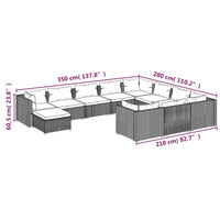 Set Divani da Giardino 11 pz con Cuscini in Polyrattan Grigio 3102702