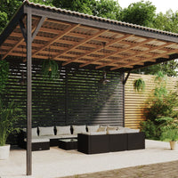 Set Divani da Giardino 12 pz con Cuscini in Polyrattan Nero 3102711