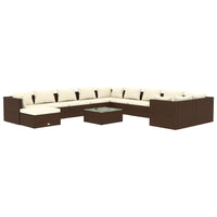 Set Divani da Giardino 12 pz con Cuscini in Polyrattan Marrone 3102722