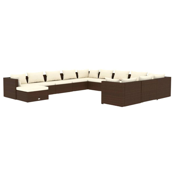 Set Divani da Giardino 12 pz con Cuscini in Polyrattan Marrone 3102730