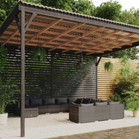 Set Divani da Giardino 12 pz con Cuscini in Polyrattan Grigio 3102733