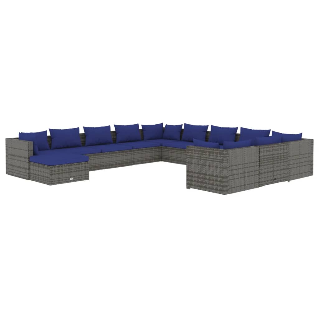 Set Divani da Giardino 12 pz con Cuscini in Polyrattan Grigio cod mxl 44820