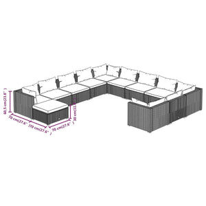 Set Divani da Giardino 12 pz con Cuscini in Polyrattan Grigio cod mxl 44820