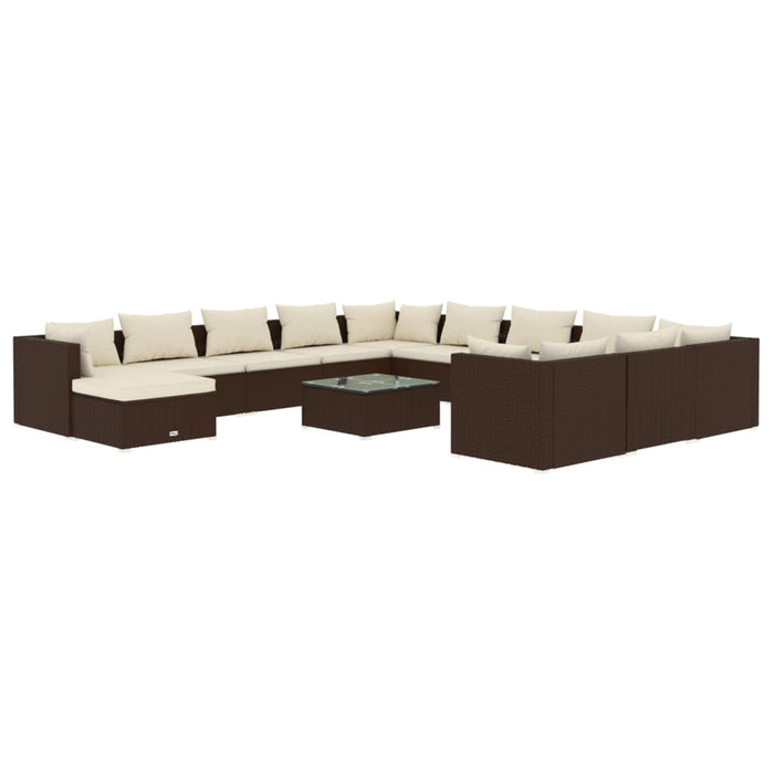 Set Divani da Giardino 13 pz con Cuscini in Polyrattan Marrone 3102738