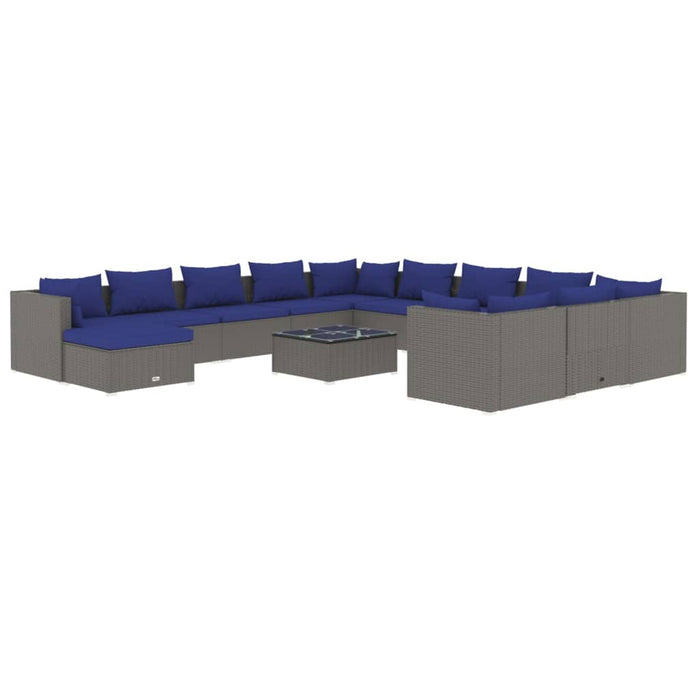 Set Divani da Giardino 13 pz con Cuscini in Polyrattan Grigio cod mxl 44872