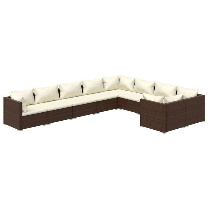 Set Divani da Giardino 9 pz con Cuscini in Polyrattan Marrone cod mxl 40834