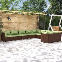 Set Divani da Giardino 9 pz con Cuscini in Polyrattan Marrone cod mxl 35834