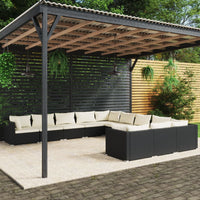 Set Divani da Giardino 11 pz con Cuscini in Polyrattan Nero cod mxl 57072