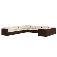 Set Divani da Giardino 11 pz con Cuscini in Polyrattan Marrone cod mxl 42493