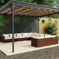 Set Divani da Giardino 11 pz con Cuscini in Polyrattan Marrone cod mxl 42493