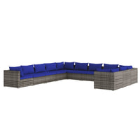 Set Divani da Giardino 11 pz con Cuscini in Polyrattan Grigio cod mxl 44850