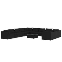 Set Divani da Giardino 12 pz con Cuscini in Polyrattan Nero cod mxl 40499