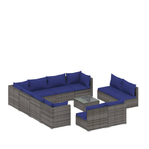 Set Divani da Giardino 12 pz con Cuscini in Polyrattan Grigio cod mxl 44795