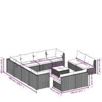 Set Divani da Giardino 12 pz con Cuscini in Polyrattan Grigio cod mxl 44795