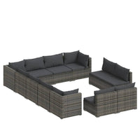 Set Divani da Giardino 12 pz con Cuscini in Polyrattan Grigio 3102845