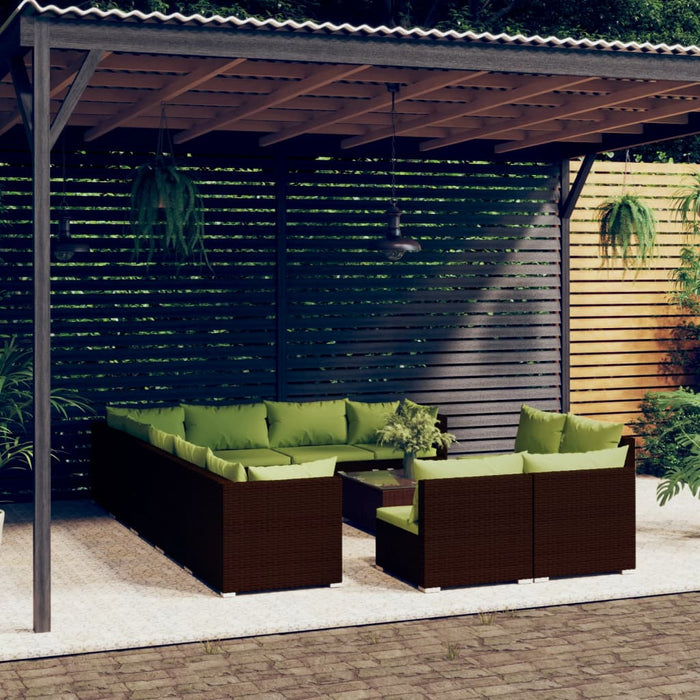 Set Divani da Giardino 13 pz con Cuscini in Polyrattan Marrone 3102852