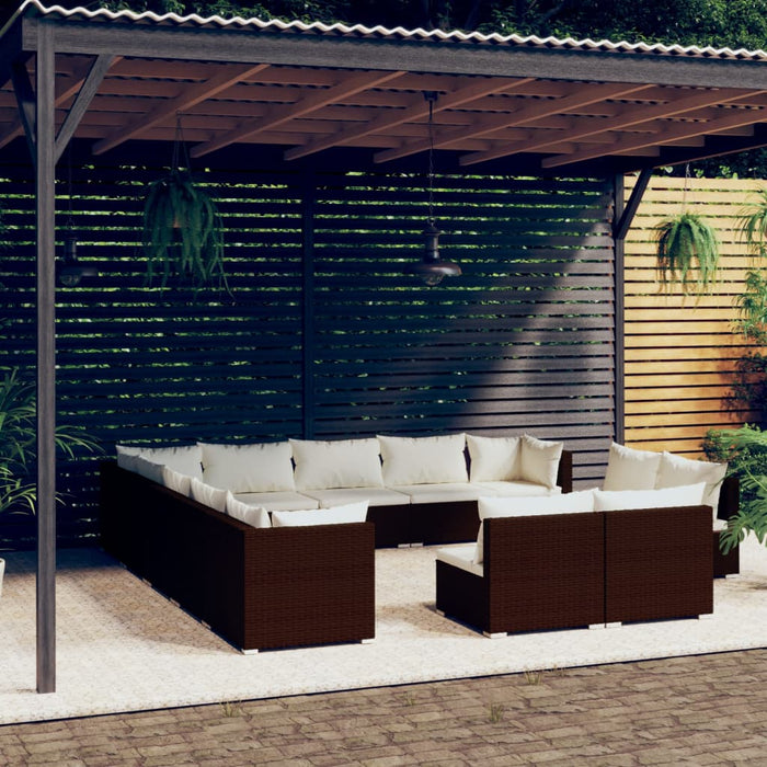 Set Divani da Giardino 13 pz con Cuscini in Polyrattan Marrone cod mxl 46495