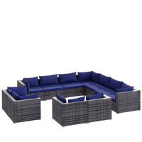 Set Divani da Giardino 11 pz con Cuscini in Polyrattan Grigio 3102878