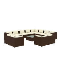 Set Divani da Giardino 13 pz con Cuscini in Polyrattan Marrone 3102898