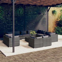 Set Divani da Giardino 13 pz con Cuscini in Polyrattan Grigio 3102901