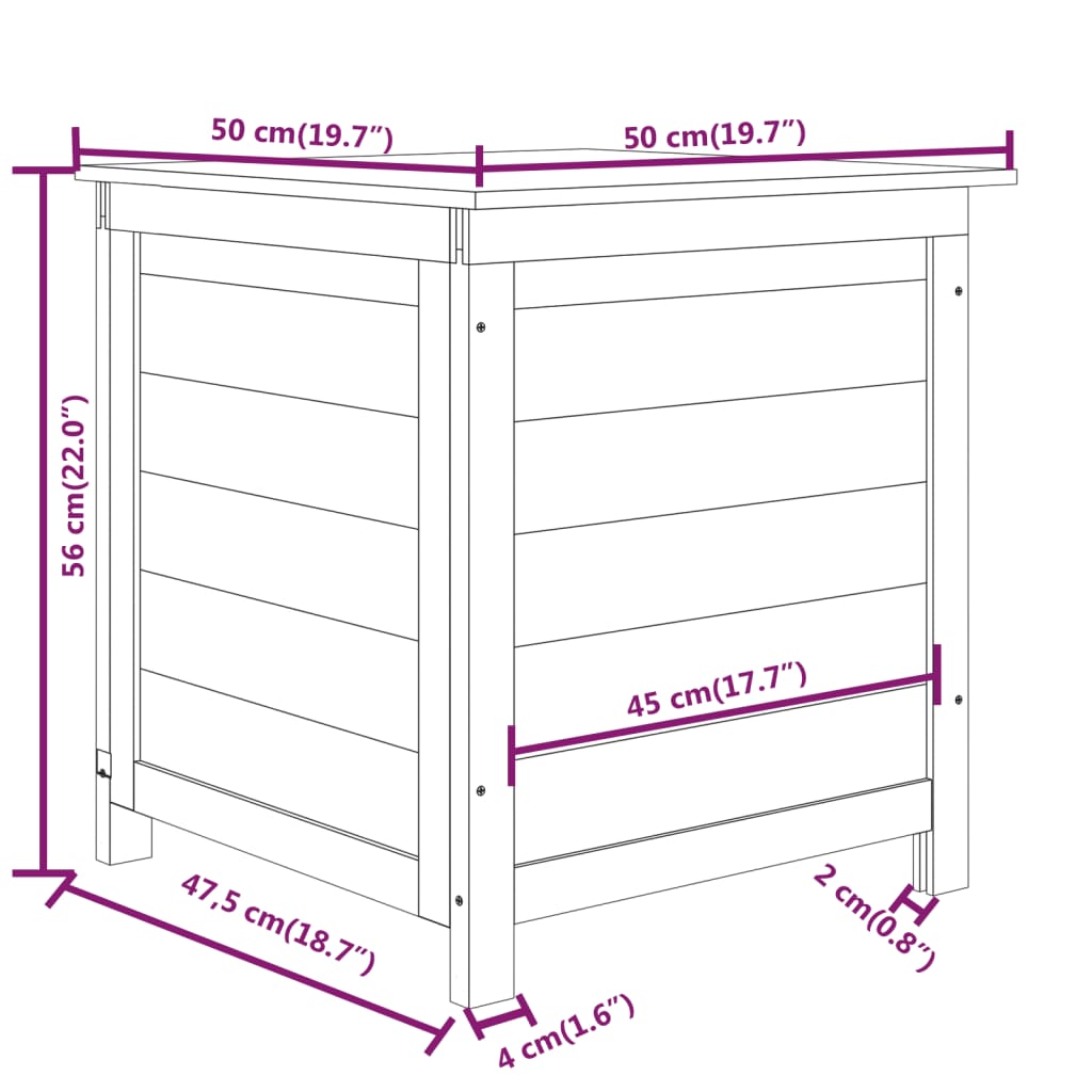 Scatola per Cuscini da Esterno 50x50x56cm Legno Massello Abete cod mxl 72762