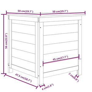 Scatola per Cuscini da Esterno 50x50x56cm Legno Massello Abete 152162