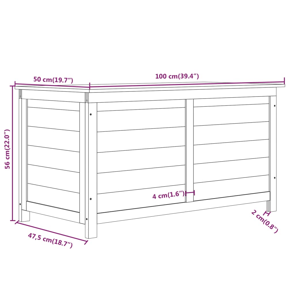 Scatola Cuscini Antracite 100x50x56 cm Legno Massello di Abete 152168