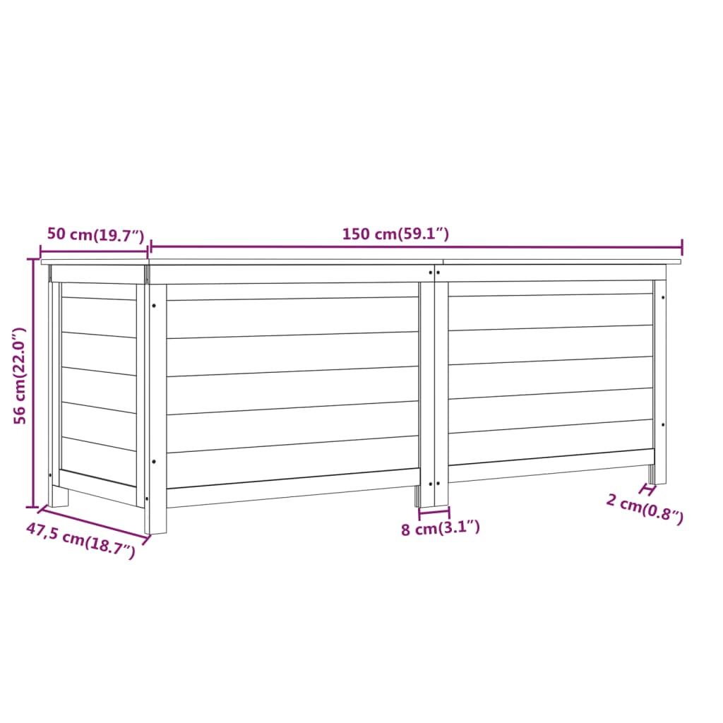 Scatola Cuscini Marrone 150x50x56 cm in Legno Massello di Abete cod mxl 66474