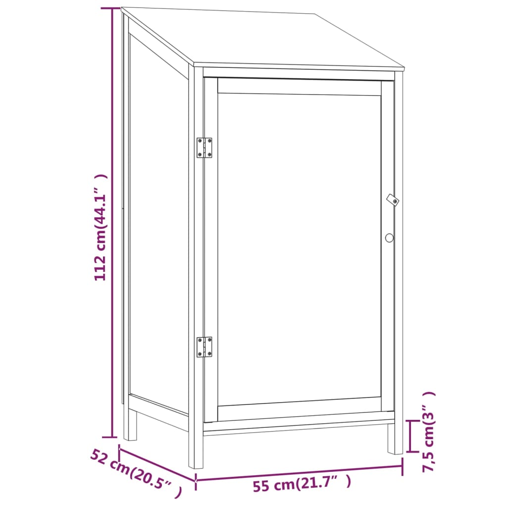 Capanno da Giardino 55x52x112 cm in Legno Massello di Abete 152178