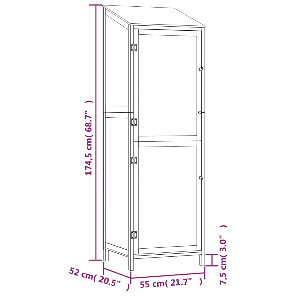 Capanno da Giardino 55x52x174,5 cm in Legno Massello di Abete 152186