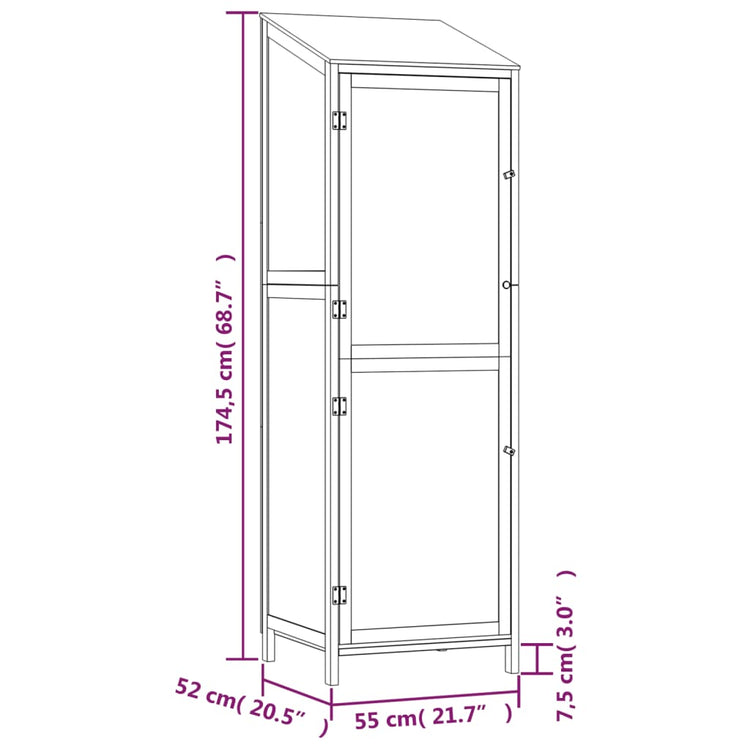 Capanno Giardino Antracite 55x52x174,5 cm Legno Massello Abete 152188