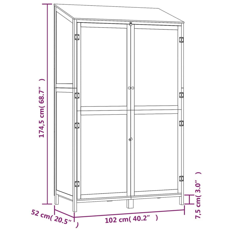 Capanno da Giardino 102x52x174,5 cm in Legno Massello di Abete cod mxl 46784