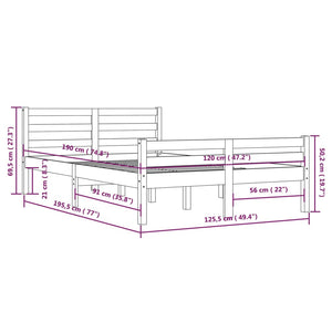 Giroletto Bianco in Legno Massello 120x190 cm 4FT Small Double 814790