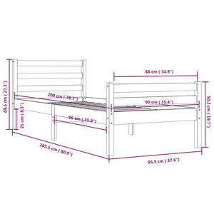 Giroletto Bianco in Legno Massello 90x200 cm cod mxl 58306