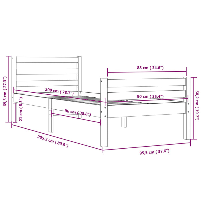 Giroletto Bianco in Legno Massello 90x200 cm cod mxl 58306