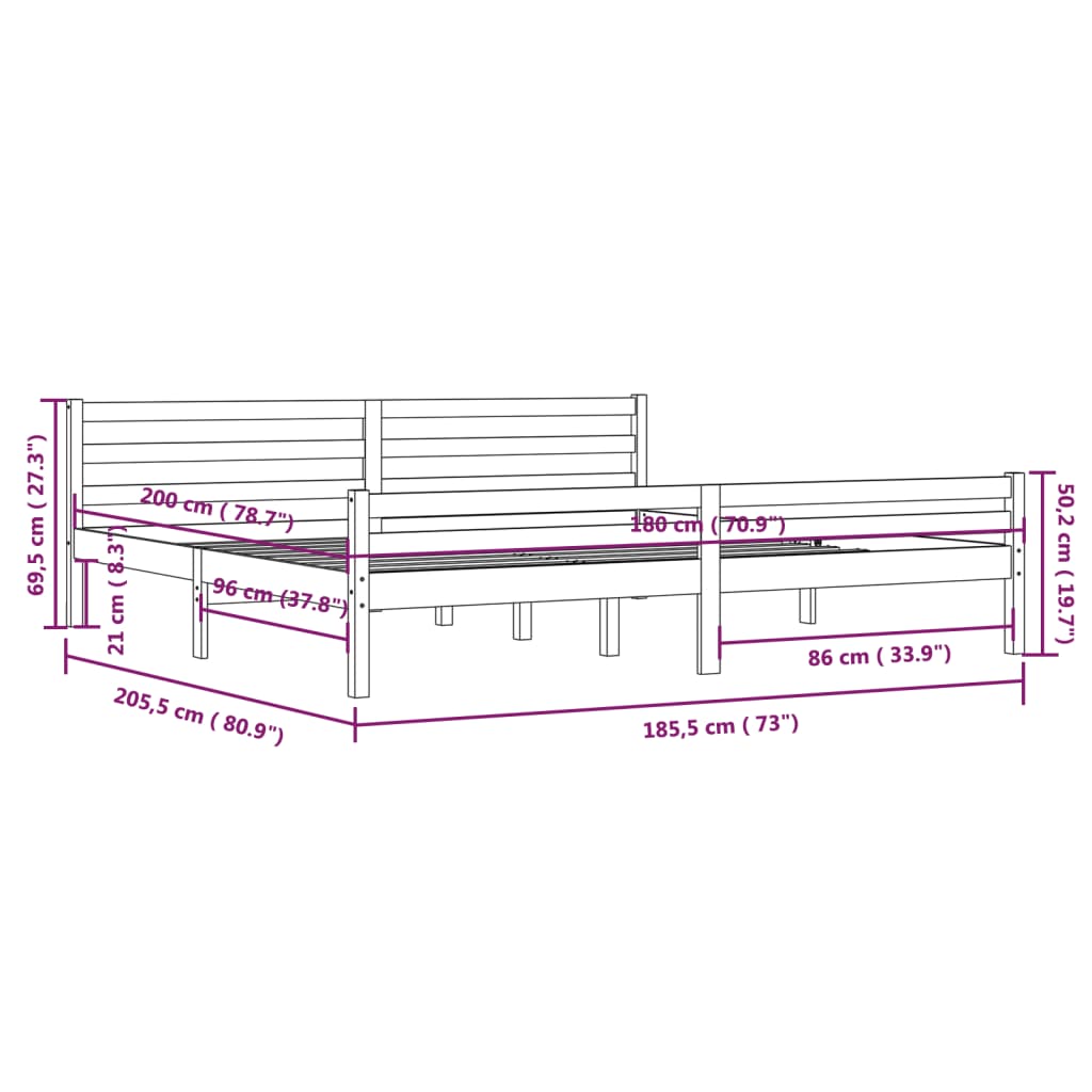 Giroletto in Legno Massello 180x200 cm 6FT Super King 814834