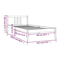 Giroletto Grigio in Legno Massello 90x200 cm 814871