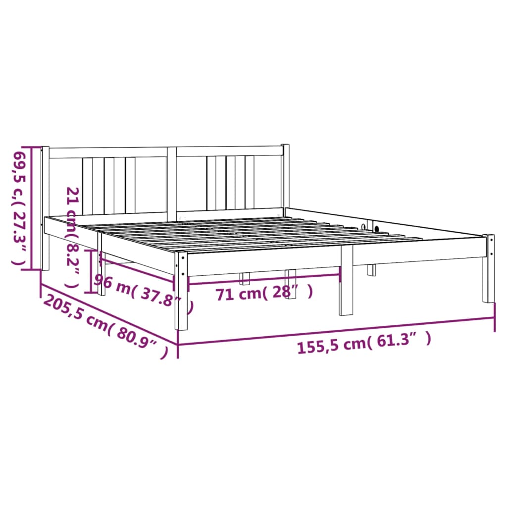 Giroletto in Legno Massello 150x200 cm 5FT King Size 814889