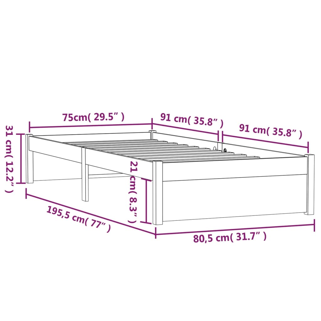 Giroletto Grigio Legno Massello 75x190 cm 2FT6 Piccolo Singolo