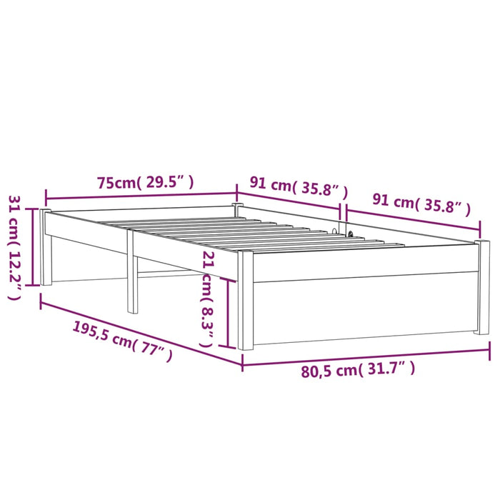 Giroletto Miele in Legno Massello 75x190cm 2FT6 Piccolo Singolo cod mxl 55210