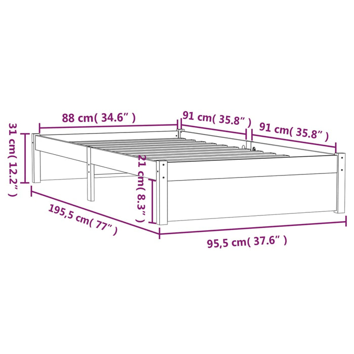 Giroletto in Legno Massello 90x190 cm 3FT Singolo cod mxl 56827