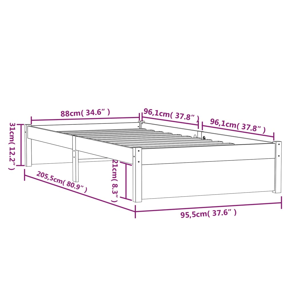 Giroletto Bianco in Legno Massello 90x200 cm cod mxl 61221