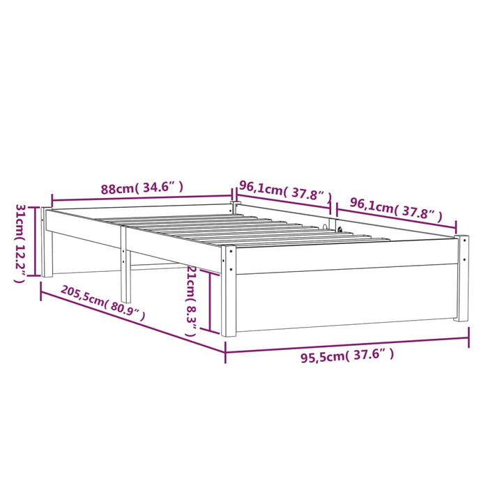 Giroletto Bianco in Legno Massello 90x200 cm cod mxl 61221