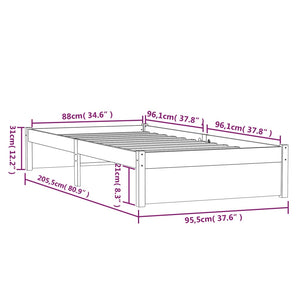 Giroletto Grigio in Legno Massello 90x200 cm 814936