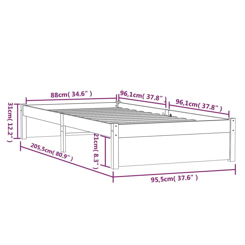 Giroletto Miele in Legno Massello 90x200 cm 814937