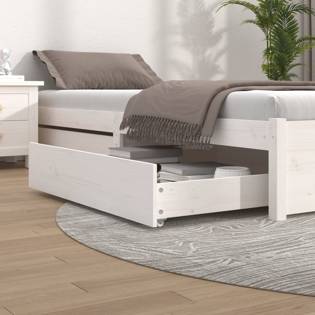 Cassetti per Letto 2 pz in Legno Massello di Pino Bianco cod mxl 71556