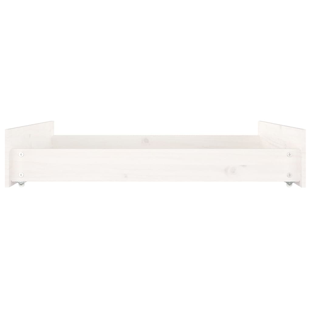 Cassettoni da Letto 2 pz Bianchi in Legno Massello di Pino 814980