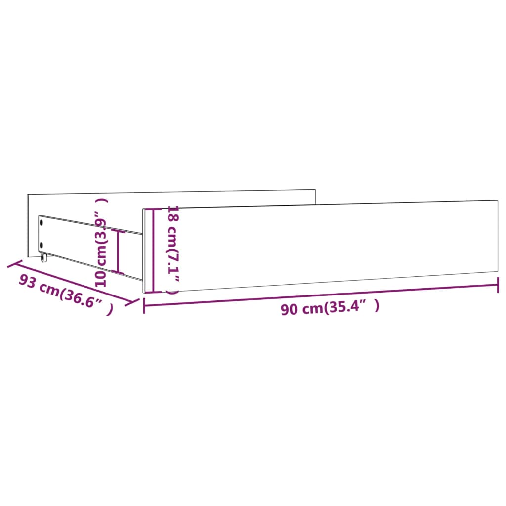 Cassettoni da Letto 2 pz Bianchi in Legno Massello di Pino 814980